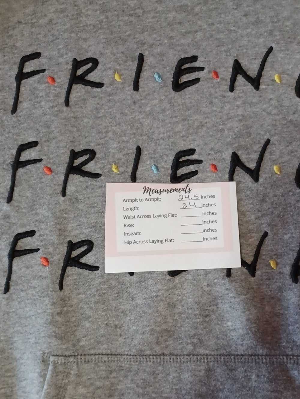 H&M × Warner Bros "Friends" TV Show Logo Hoodie Heather Gray Pouch Pocket Large - Picture 13 of 13